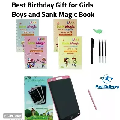 SHAIKH COLLECTION Kids Toys LCD Writing Tablet 8.5Inch E-Note Pad Best Birthday Gift for Girls Boys and Sank Magic Book Practice Copybook, (4 Book +1 Pen +10 Refill) {Combo Pack}
