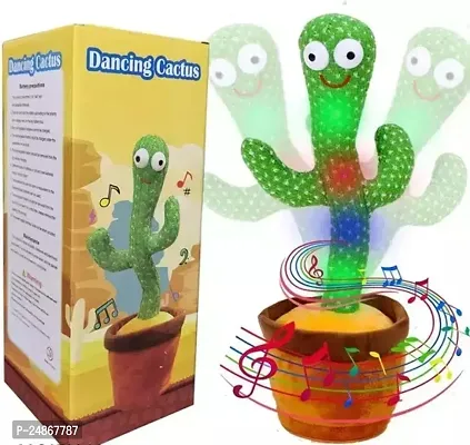 SHAIKH COLLECTION Dancing Cactus Repeats What You Say,Electronic Plush Toy with Lighting,Singing Cactus Recording and Repeat Your Words for Education Toys (Green)-thumb3