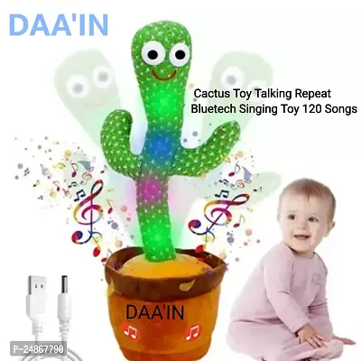SHAIKH COLLECTION Dancing Cactus Repeats What You Say,Electronic Plush Toy with Lighting,Singing Cactus Recording and Repeat Your Words for Education Toys (Green)