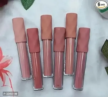 6 Pcs Matte Liquid Lipstick Set Nude Shade Non-Stick Cup Not Fade Waterproof Lipstick-thumb0