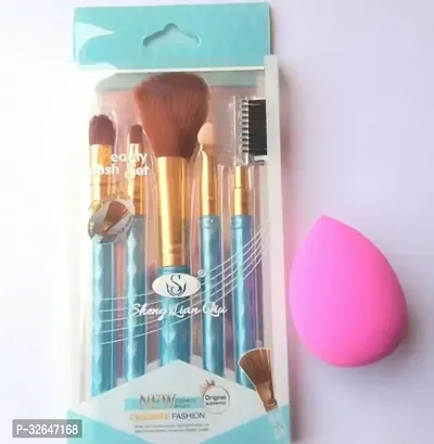 Unique Brushes With 1 Puff Foundation Brush 6 Pcs 80 g