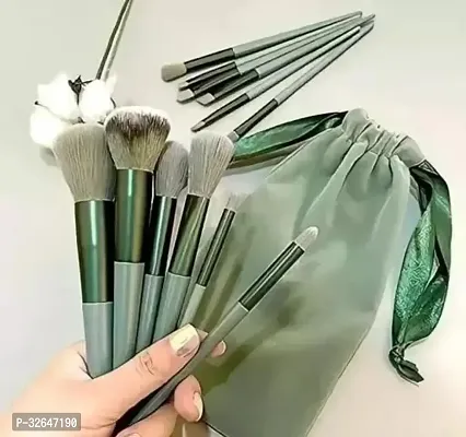 Professional Fix And Makeup Brushes Green Colour Set Of 13Pcs