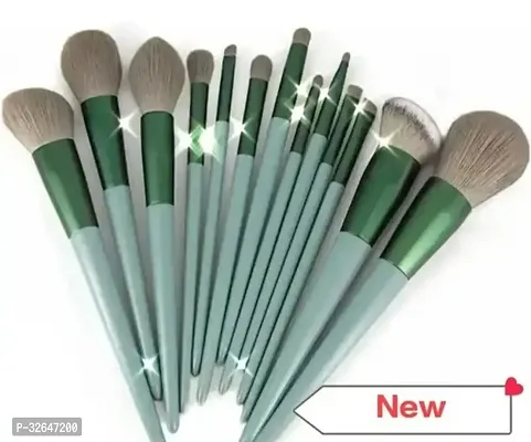 Professional Fix And Makeup Brushes Green Colour Set Of 13Pcs-thumb0