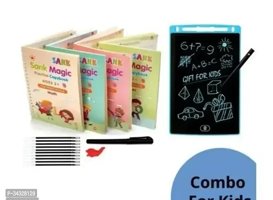 Combo Offer Of (4 Sank Magic Book +10 Refill +1 Grip + LED Magic Writing Tables) (Sank Automatic Ink Remove In Seconds) (Pack Of 2 Sank+Tablet)-thumb0