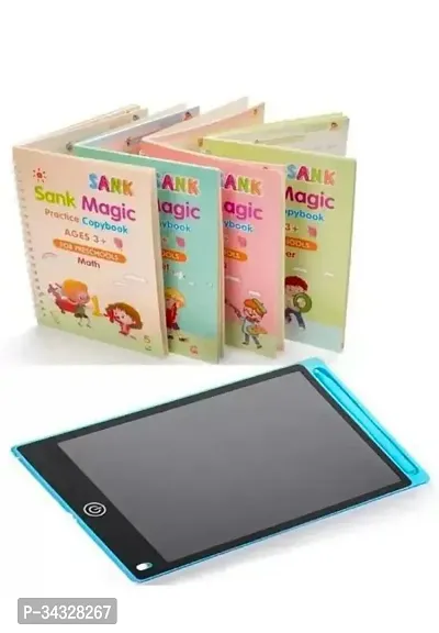 Combo Offer Of (4 Sank Magic Book +10 Refill +1 Grip + LED Magic Writing Tables) (Sank Automatic Ink Remove In Seconds) (Pack Of 2 Sank+Tablet)-thumb0