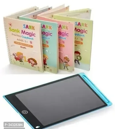 Combo Offer Of (4 Sank Magic Book +10 Refill +1 Grip + LED Magic Writing Tables) (Sank Automatic Ink Remove In Seconds) (Pack Of 2 Sank+Tablet)-thumb0