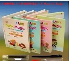 Magic Book for Kids (4 Books 1 Pen 1 Hand Grip 10 Refill) Calligraphy Practice Copy Self Deleting Text book Practice Hand Writing and Pen Using Skills Writing Text Book For Kids Teach-thumb1