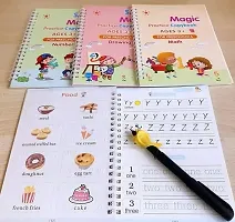 Magic Book for Kids (4 Books 1 Pen 1 Hand Grip 10 Refill) Calligraphy Practice Copy Self Deleting Text book Practice Hand Writing and Pen Using Skills Writing Text Book For Kids Teach-thumb1