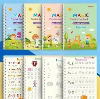 Magic Book for Kids (4 Books 1 Pen 1 Hand Grip 10 Refill) Calligraphy Practice Copy Self Deleting Text book Practice Hand Writing and Pen Using Skills Writing Text Book For Kids Teach-thumb1