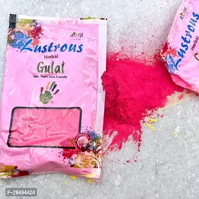 Vegetal Lustrous Natural Holi Colours Herbal Gulal; 400gm; Red, Pink, Green, Yellow, Blue - Pack of 5-thumb5