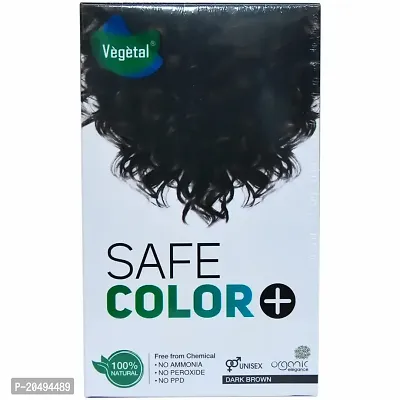 Vegetal Safe Hair Color - Dark Brown 100gm - Certified Organic Chemical and Allergy Free Bio Natural Hair Color with No Ammonia Formula for Men and Women