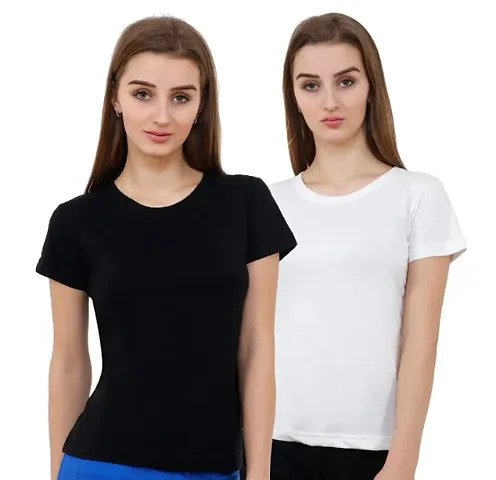 Elegant Polycotton Solid Tshirt For Women Pack Of 2