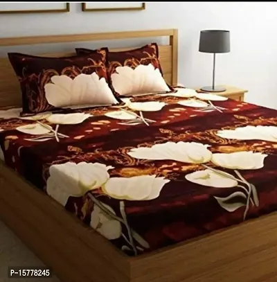 Classic Polycotton Printed Double Bedsheet with Pillow Covers-thumb0