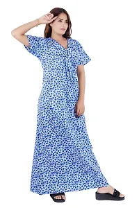 Good Choice Floral Printed Cotton Nighty | Maxi | Gown | Night Gown | Night Dress | Nightwear - Blue (XL)-thumb1