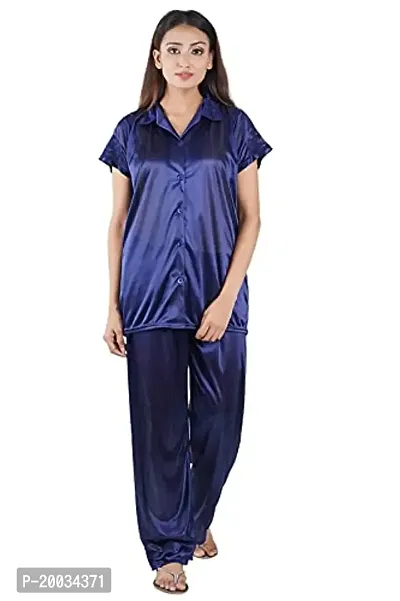 Good ChoiceNightwear for Women Essentials T_Shirt Pyjama Set | Night Suit for Women | Shirt and Pyjama Set (Front Open Collar Night Suit)-thumb0