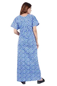 Good Choice Floral Printed Cotton Nighty | Maxi | Gown | Night Gown | Night Dress | Nightwear - Blue (XL)-thumb4