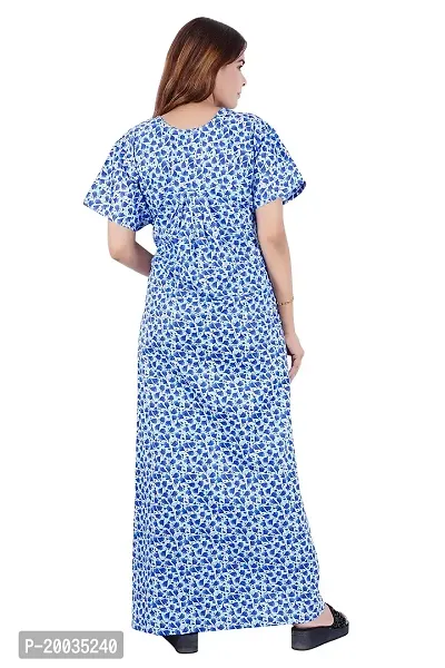 Good Choice Floral Printed Cotton Nighty | Maxi | Gown | Night Gown | Night Dress | Nightwear - Blue (XL)-thumb5