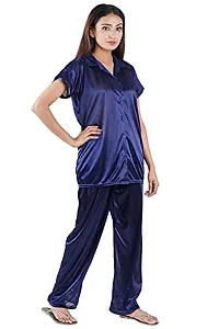 Good ChoiceNightwear for Women Essentials T_Shirt Pyjama Set | Night Suit for Women | Shirt and Pyjama Set (Front Open Collar Night Suit)-thumb1