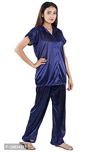 Good ChoiceNightwear for Women Essentials T_Shirt Pyjama Set | Night Suit for Women | Shirt and Pyjama Set (Front Open Collar Night Suit)-thumb2