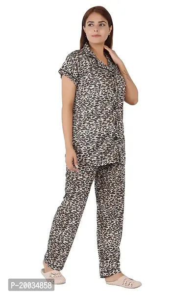 Morpankhi Fashion Tiger Print Night Suit Top and Pyjama Set | Nighty | Night Dress | Nightwear (XL) Multicolour-thumb2