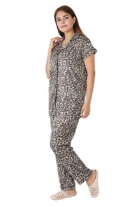 Morpankhi Fashion Tiger Print Night Suit Top and Pyjama Set | Nighty | Night Dress | Nightwear (L) Multicolour-thumb3