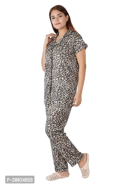 Morpankhi Fashion Tiger Print Night Suit Top and Pyjama Set | Nighty | Night Dress | Nightwear (XL) Multicolour-thumb3