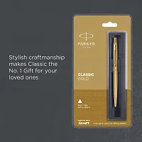 Parker Classic Gold Trim Ball Pen | Refillable | Gold Trim | Stainless Steel (1 Count, Pack of 1, Ink - Blue) | Ideal for gifting | Best pen for professionals, students-thumb4