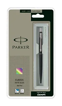 Parker Classic Matte Black Ball Pen with Blue Ink-9000013840(Pack of 2)-thumb1