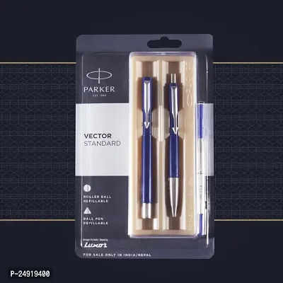 Parker Vector Standard Roller Ball Pen and Ball Pen - Blue Body, 2 Count (Pack of 1) (9000017309)-thumb5