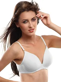 Lovable Women Girls Cotton Non Wired Padded 3/4th Coverage Bra in White Color- CONFI-41-WHITE- 32B-thumb1