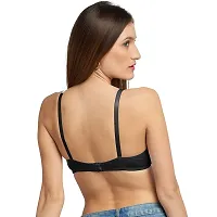 Lovable Women's V-Neck Cotton Seamless Non-Padded Full Coverage Wirefree Adjustable Straps Everyday Bra/T-Shirt Bra - (Black_Size-38B) - X Bra-thumb4