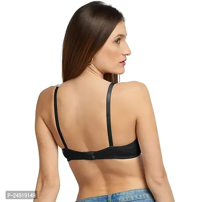 Lovable Women's V-Neck Cotton Seamless Non-Padded Full Coverage Wirefree Adjustable Straps Everyday Bra/T-Shirt Bra - (Black_Size-38B) - X Bra-thumb5