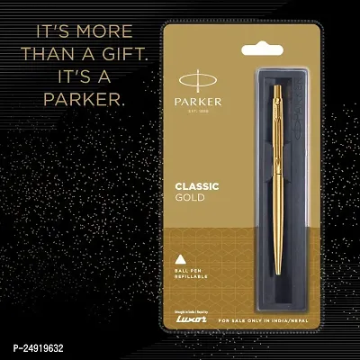 Parker Classic Gold Ball Pen With (Parker Quink Flow Refill Combo Pack 2 - Blue Ink) By DTL Company-thumb2