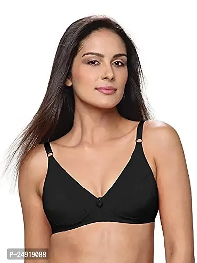 Lovable Women Girls Cotton Non Padded Non Wired Full Coverage Bra in Black Color-L-1797-BLACK- 40B