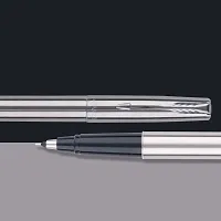 Parker Frontier Stainless Steel | Chrom Trim | Roller Ball Pen | Refillable (1 Count, Pack of 1, Ink - Blue) | Well-suited for gift-giving | Leading pen for corporate and student needs-thumb3