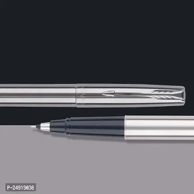 Parker Frontier Stainless Steel | Chrom Trim | Roller Ball Pen | Refillable (1 Count, Pack of 1, Ink - Blue) | Well-suited for gift-giving | Leading pen for corporate and student needs-thumb4