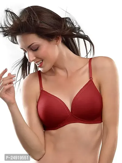 Lovable Women Girls Cotton Non Wired Padded 3/4th Coverage Bra in Maroon Color- CONFI-41-MAROON- 32B-thumb0