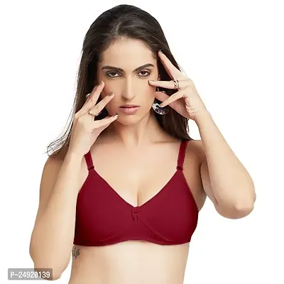Lovable Women's Cotton Seamless U-Neck Non-Padded Wirefree Side Support Shaper Full Coverage Casual Saree/T-Shirt Bra (Wine_Size-38C) - Classic
