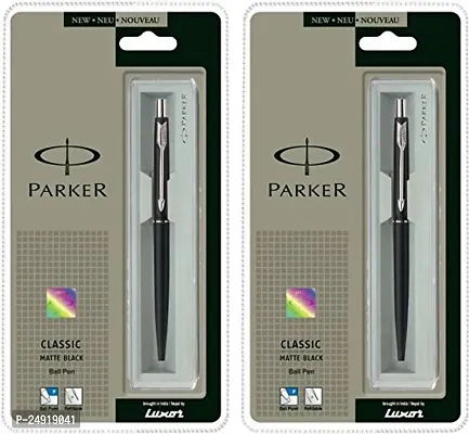 Parker Classic Matte Black Ball Pen with Blue Ink-9000013840(Pack of 2)