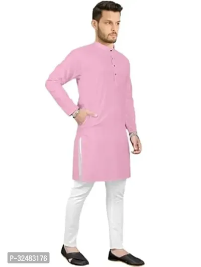 Stylish Cotton Solid Kurta For Men-thumb0