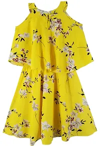 Blooming Flowers Flared Halter Neck Party Dress for Girls Yellow-thumb1