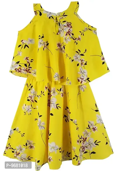 Blooming Flowers Flared Halter Neck Party Dress for Girls Yellow-thumb2