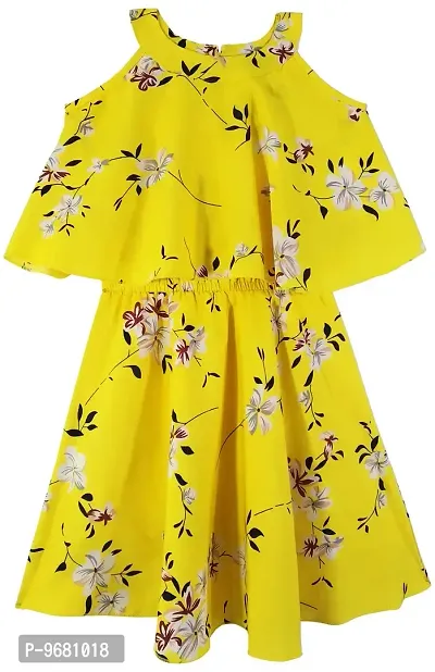 Blooming Flowers Flared Halter Neck Party Dress for Girls Yellow-thumb0