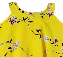 Blooming Flowers Flared Halter Neck Party Dress for Girls Yellow-thumb2