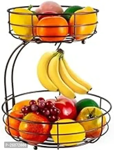 Craft Designs C Shape 2 Tier Elegant Fruit Basket Fruit Holder for Kitchen Home Dining Table Living Room Stable and Sturdy Iron Metal Frame with Rust Free Finish Easy-thumb0