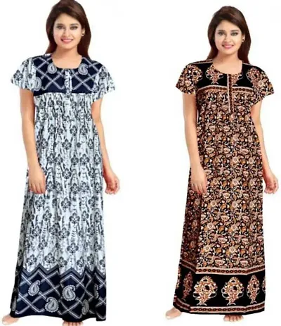 Buy Stylish Fancy Cotton Printed Nighty For Women Pack Of 2 Online In India  At Discounted Prices