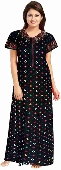 Premium Cotton Printed Jaipuri Nighty/Night Gown For Women-thumb0