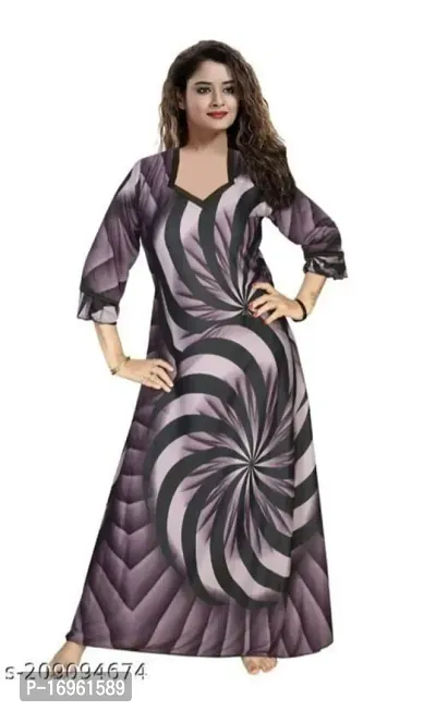 New Arrivals Satin Printed Night Gown For Women