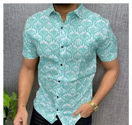 Trendy Men Blend Short Sleeves Casual Shirt