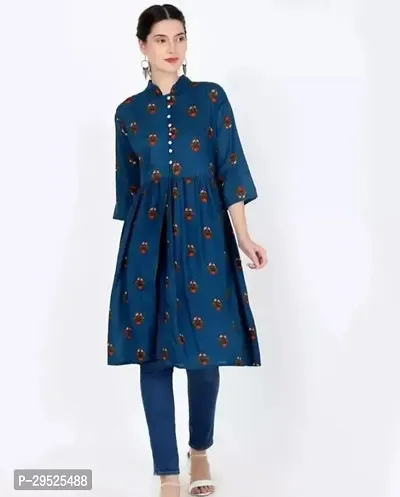 Latest Beautiful Rayon Stitched Kurta for Women-thumb0